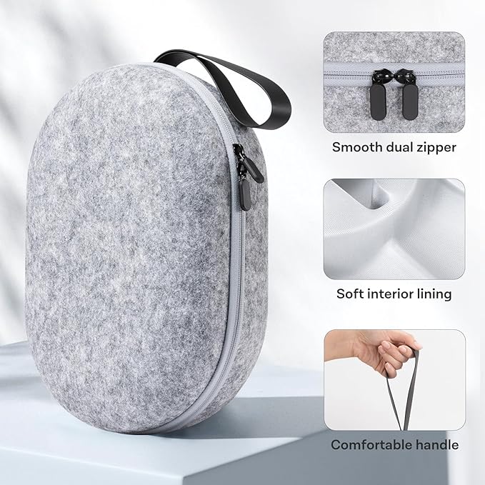 Dual Zipper - Soft Interior Lining Meta Quest 3 ProShield VR Case - Portable Hard Storage Bag | Gray - BeezSpeed