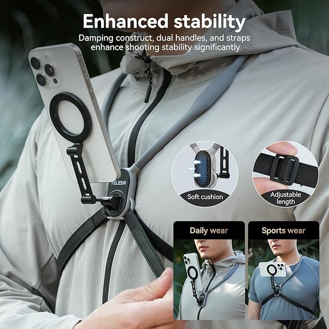 Extended Pole TELESIN MAX Phone Holder for Comfortable Hands-Free Vlogging and Shooting Enhanced Stability 