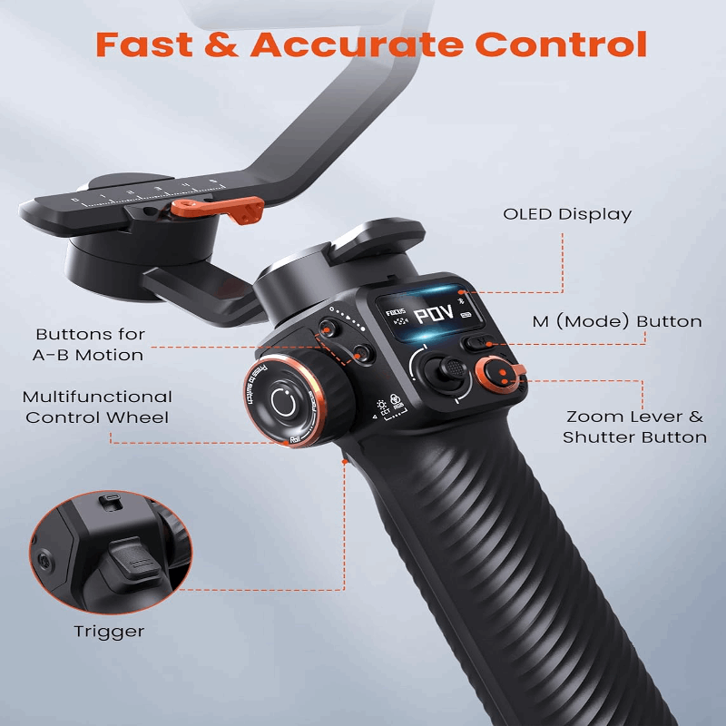Fast Accurate Hohem iSteady MT2 3-Axis Gimbal Stabilizer | Camera/Smartphone [OLED] - BeezSpeed