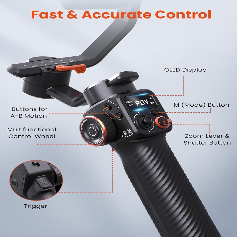 Fast Accurate Hohem iSteady MT2 3-Axis Gimbal Stabilizer | Camera/Smartphone [OLED] - BeezSpeed