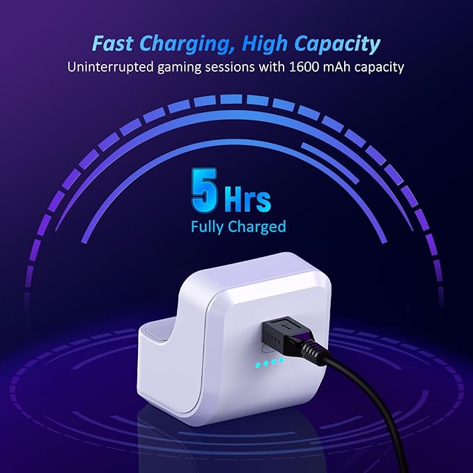 High-Capacity 1600mAh Battery Pack for PS5 Controllers with Dual Charging Ports and Blue Indicator