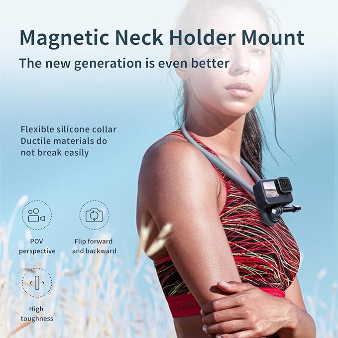 TELESIN Plus Neck Mount with Phone Clip and Magnetic Lock for Hands-Free Recording