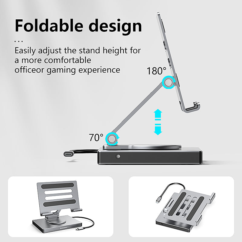 Foldable Design 9-in-1 Type-C Hub & USB Docking Station with 4K60Hz HDMI & TF Card Slot