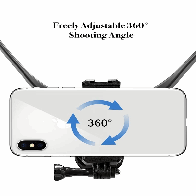 Freely adjustable 360 degree shooting angle Press Rotate Adjustment Hands-Free Neck Mount for GoPro 9/10/11/12 - POV/Vlog Shooting - BeezSpeed