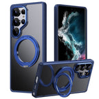Galaxy Case with Matte Clear Back, Magnetic Ring | MagSafe | Matte Blue