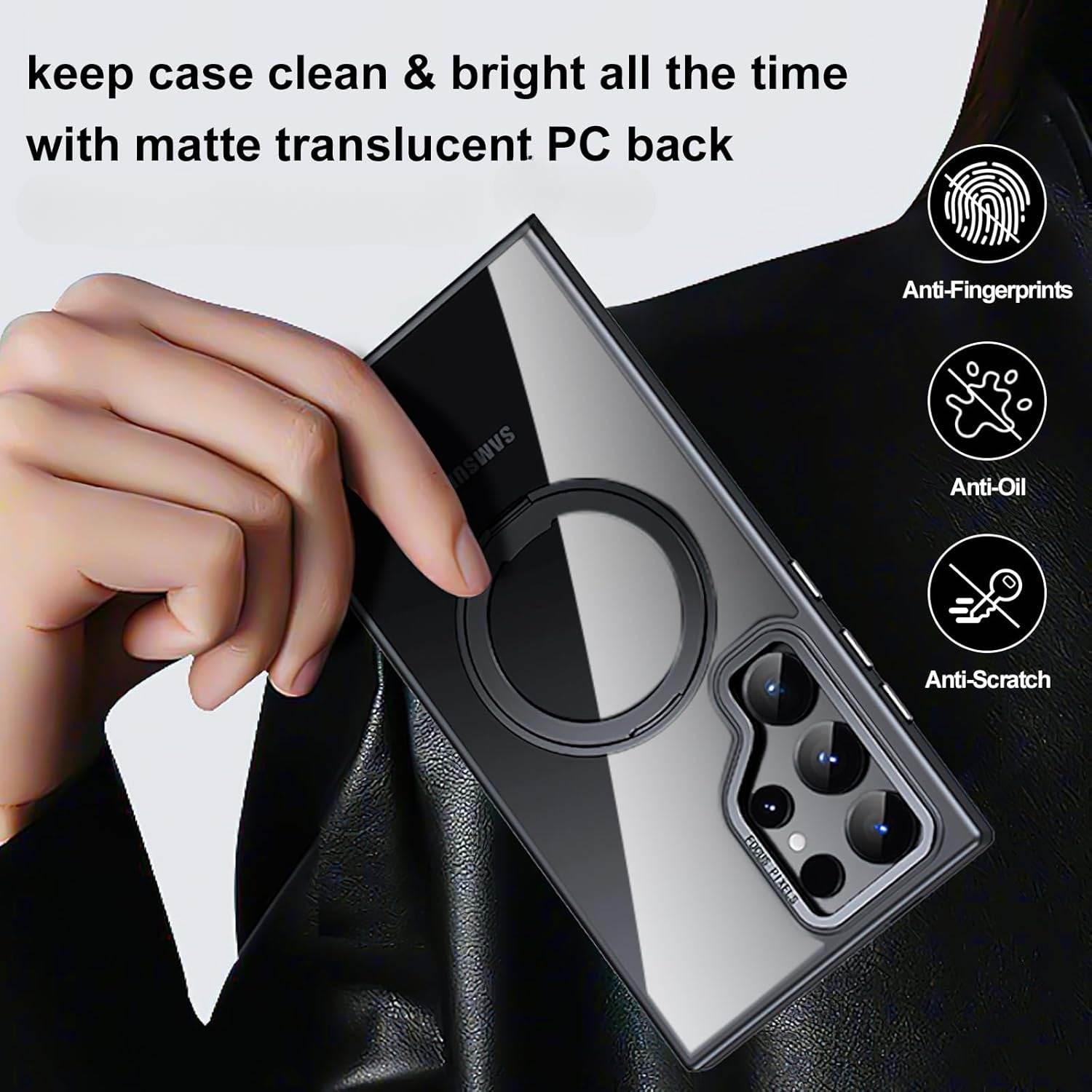 Galaxy Case with Matte Clear Back, Magnetic Ring | MagSafe | Matte Translucent PC Back