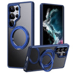 Galaxy Case with Matte Clear Back, Magnetic Ring | MagSafe | Matte Blue