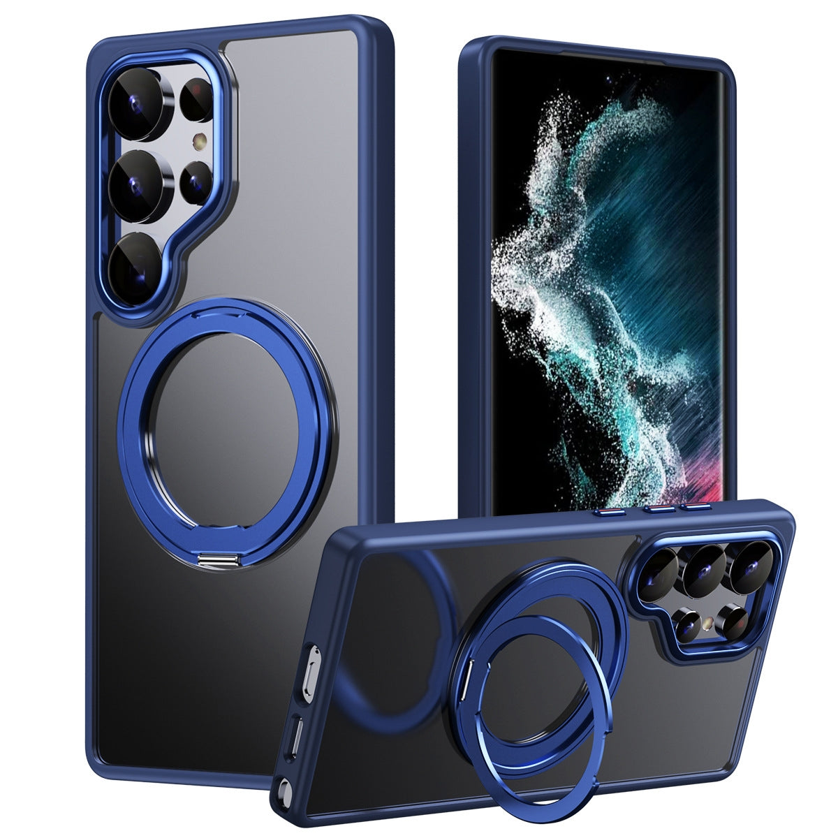Galaxy Case with Matte Clear Back, Magnetic Ring | MagSafe | Matte Blue