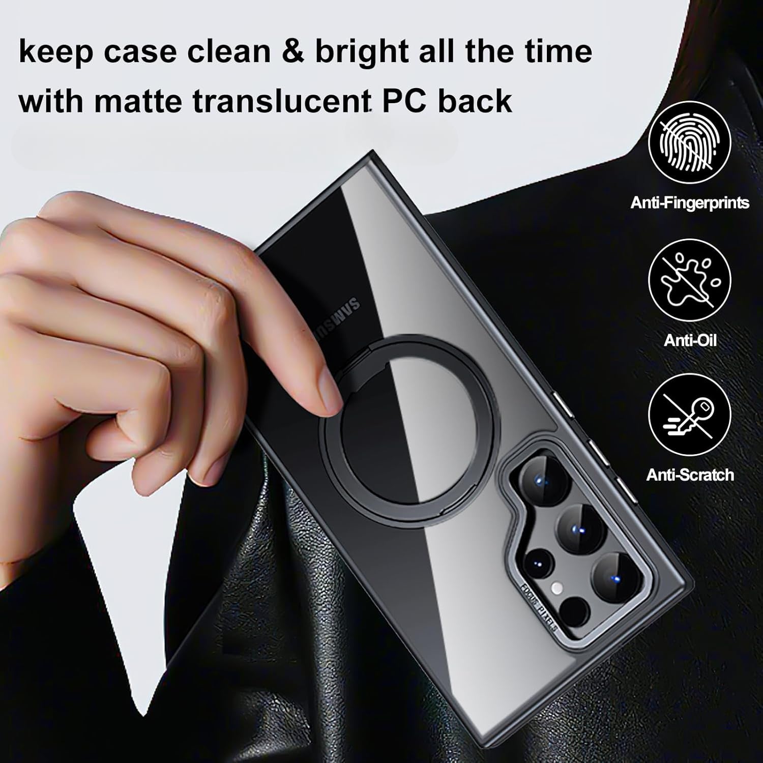 Galaxy Case with Matte Clear Back, Magnetic Ring | MagSafe | Matte Translucent PC Back