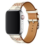 Genuine Leather Apple Watch Band Stainless Steel Buckle – 1–10 & SE | Allover Printed White