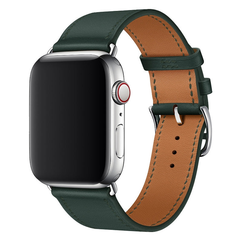 Genuine Leather Apple Watch Band Stainless Steel Buckle – 1–10 & SE | Green