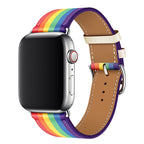 Genuine Leather Apple Watch Band Stainless Steel Buckle – 1–10 & SE | Rainbow