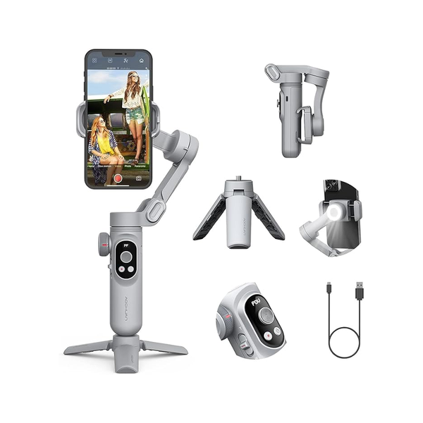 AOCHUAN Smart XPro 3-Axis Smartphone Gimbal Stabilizer with LED Light - OLED Screen - Gray
