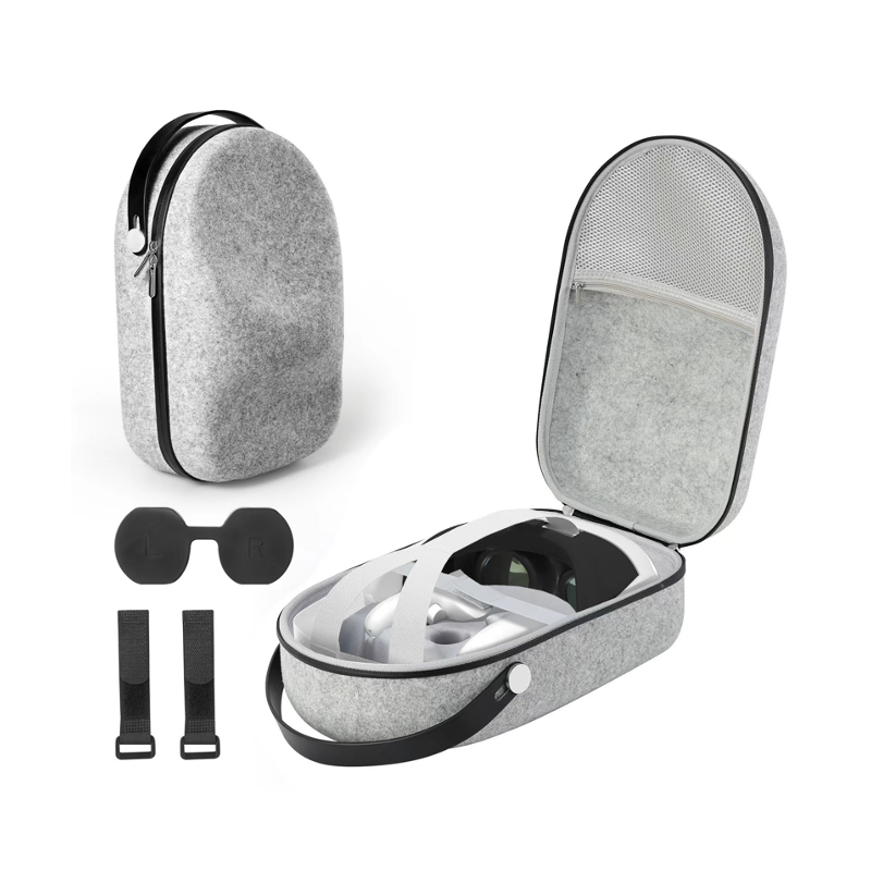 Gray Black Meta Quest 3 VR Durable Anti-Scratch Case - Leather Handle - beezSpeed
