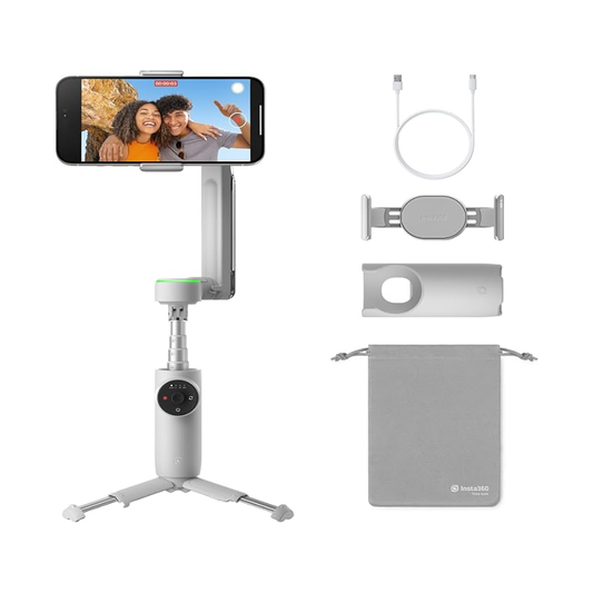 Gray Insta360 Flow AI 3-Axis Gimbal Stabilizer - Portable & Foldable- BeezSpeed