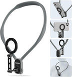 Gray TELESIN MAX Magnetic Neck Mount for Phones - Hands Free POV/Vlog Holder - BeezSpeed