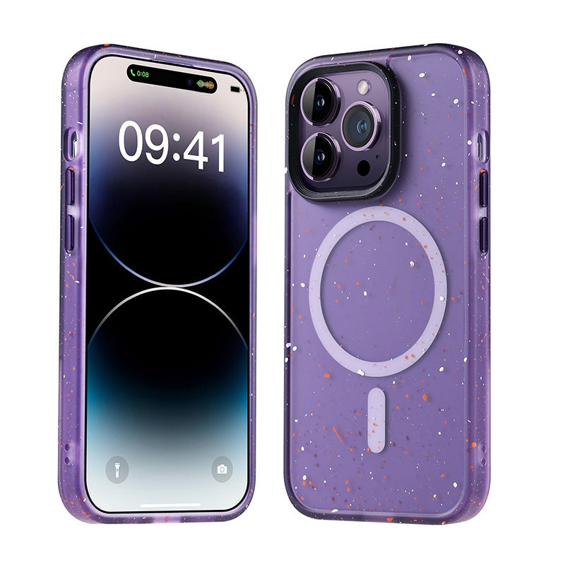 Guard Ink Splash Glitter Case for iPhone 13–16 | MagSafe & Shockproof | Purple