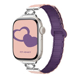 Heart Link Slim Silicone Magnetic Watch Strap for Apple Watch | Three-Hole Design | Pink Purple