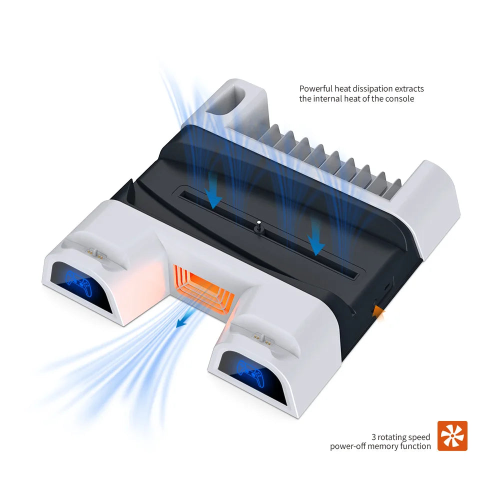 DOBE PS5 Stand with Dual Controller Charging and Advanced Cooling Fans