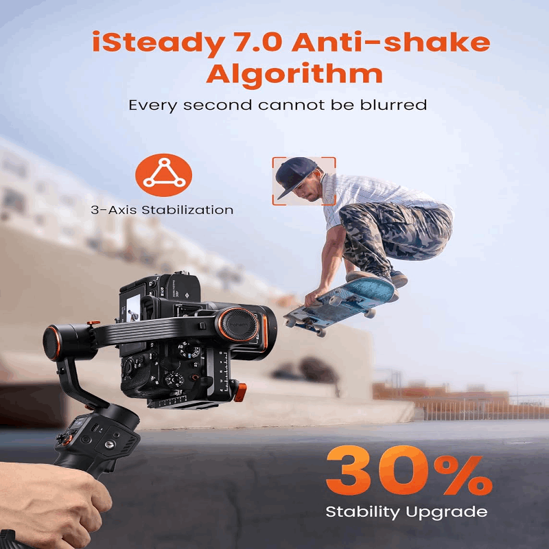 Isteady 7.0 Anti shake algorithm  Hohem iSteady MT2 Kit Gimbal 3-Axis Stabilizer | AI Tracker & Light - BeezSpeed