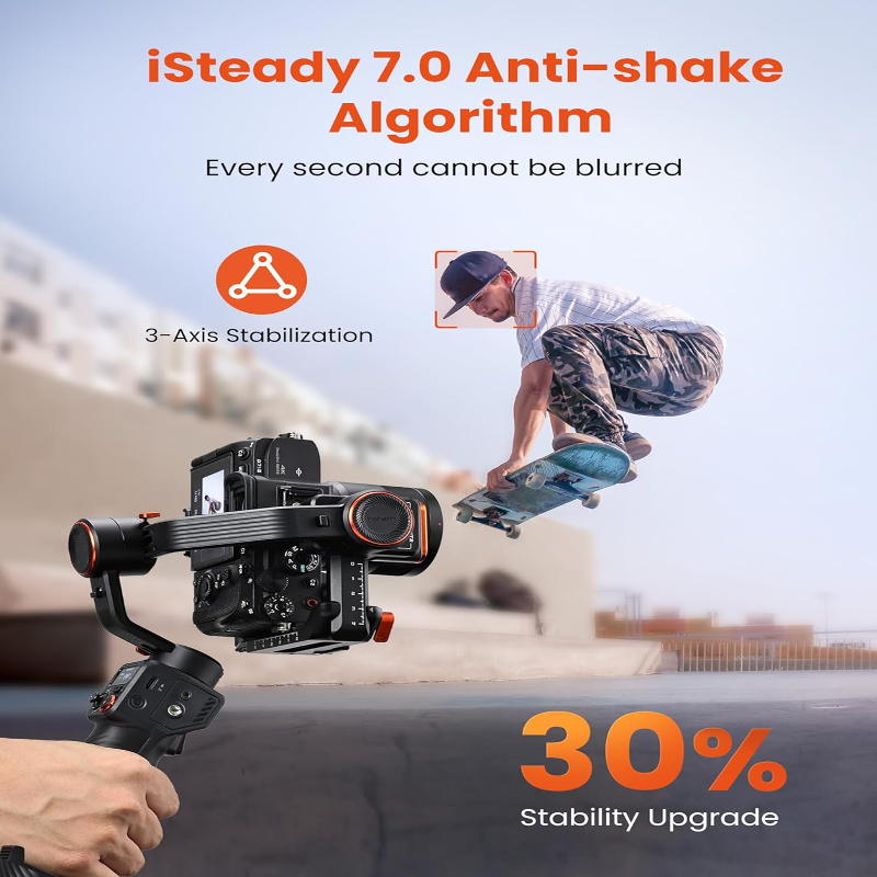 Isteady 7.0 Anti shake algorithm  Hohem iSteady MT2 Kit Gimbal 3-Axis Stabilizer | AI Tracker & Light - BeezSpeed