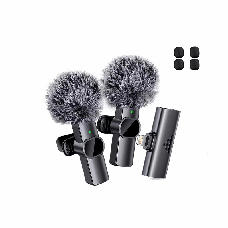 Noise-Reducing Lavalier Mic with Sponge Heads for Clear Audio Recording
