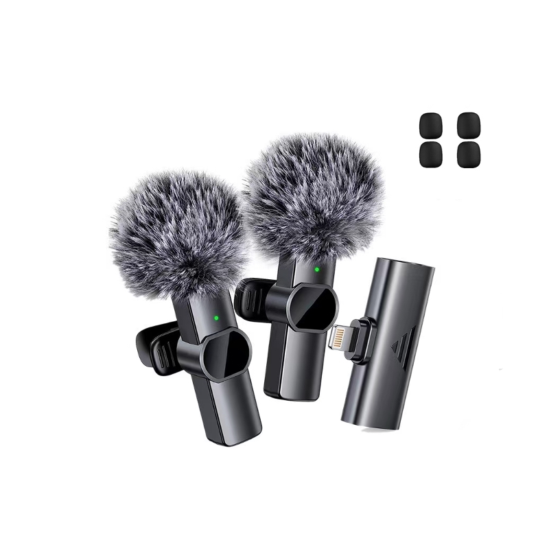 Noise-Reducing Lavalier Mic with Sponge Heads for Clear Audio Recording