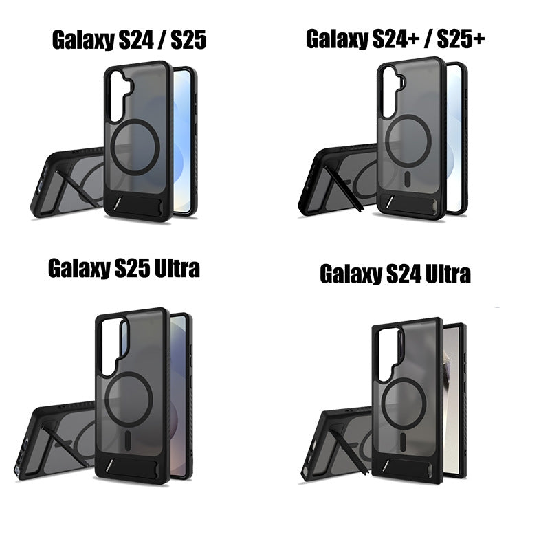 Kickstand Case for Samsung S24/S25 Series – Shockproof & Semi-Transparent | MagSafe | BeezSpeed Sizes Black