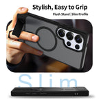 Kickstand Case for Samsung S24/S25 Series – Shockproof & Semi-Transparent | MagSafe Easy To Grip