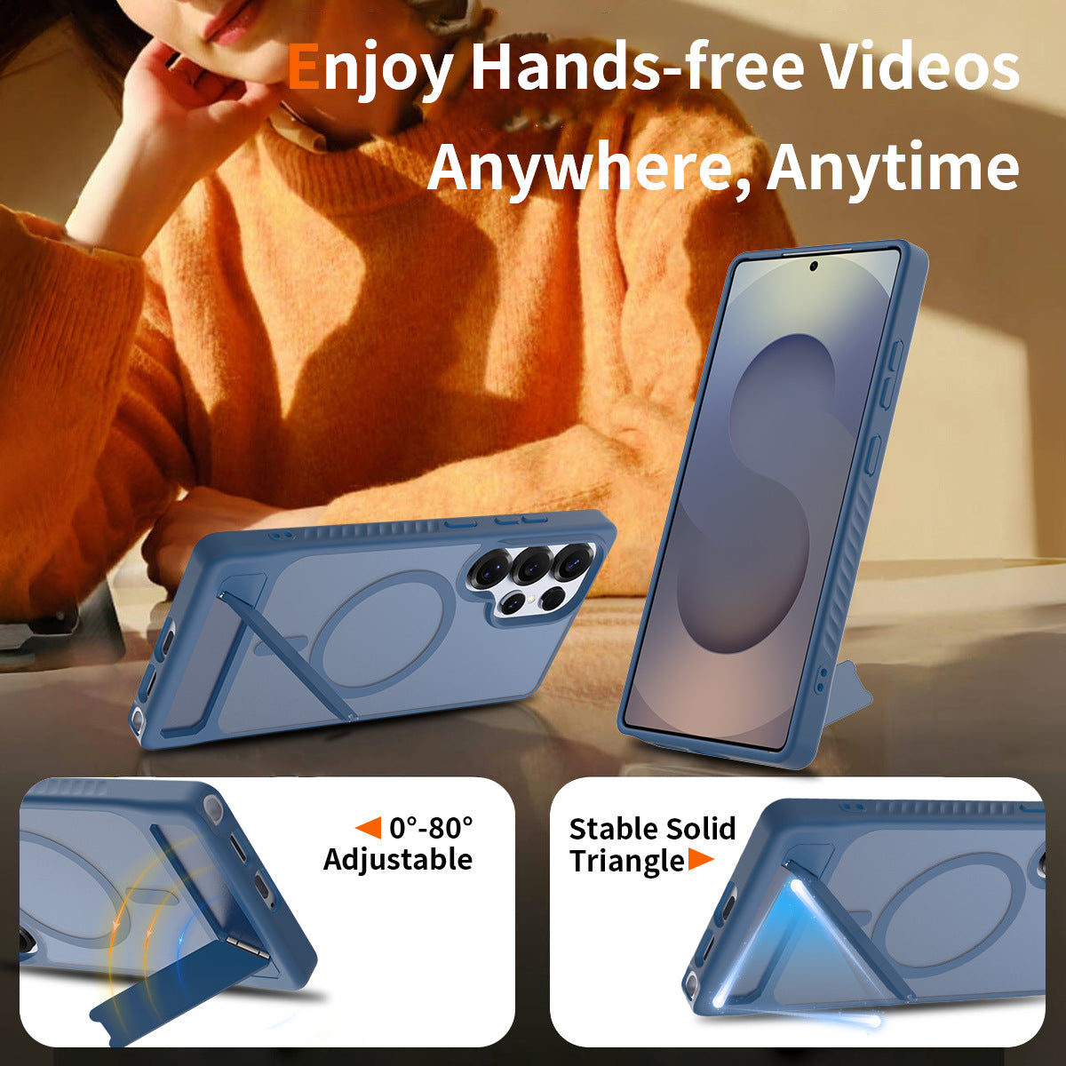Kickstand Case for Samsung S24/S25 Series – Shockproof & Semi-Transparent | MagSafe | Stable Solid Triangle