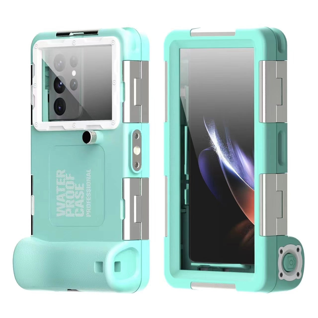 Universal Waterproof Phone Case for iPhone and Samsung with Shutter Design for Easy Use - Light Green