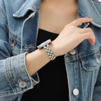 Luxury Bling Diamond Apple Watch Band – Adjustable Alloy Bracelet | Showcase Silver