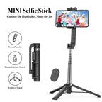 Adjustable Pro360 MIINI Selfie Stick with 360° Rotation and Bluetooth Remote for Vlogging