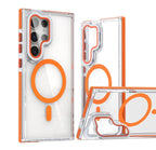 Magnetic Samsung Case S23-S25 Series | Shockproof Transparent Cover | Orange