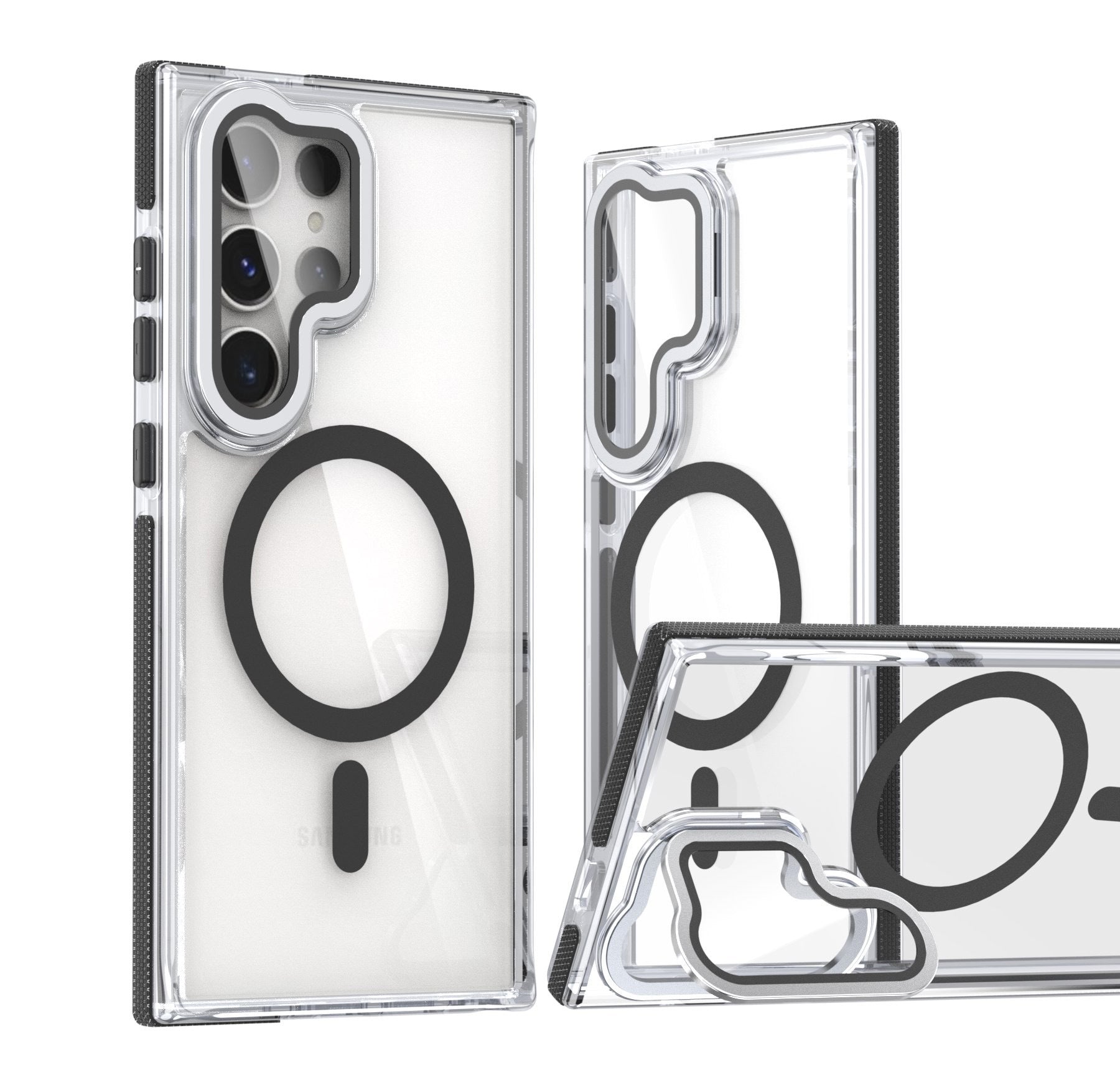 Magnetic Samsung Case S23-S25 Series | Shockproof Transparent Cover | Black