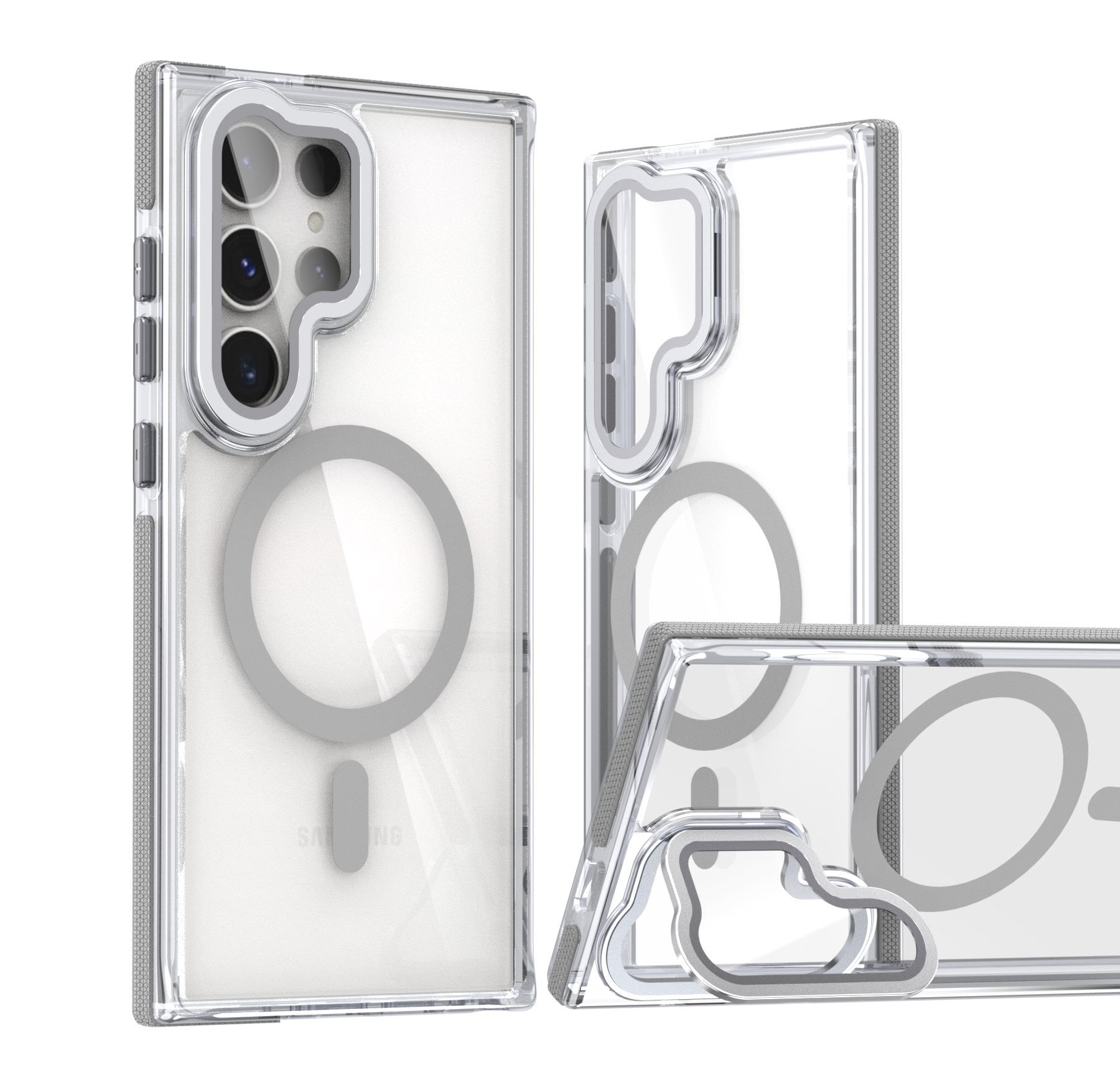 Magnetic Samsung Case S23-S25 Series | Shockproof Transparent Cover | Gray