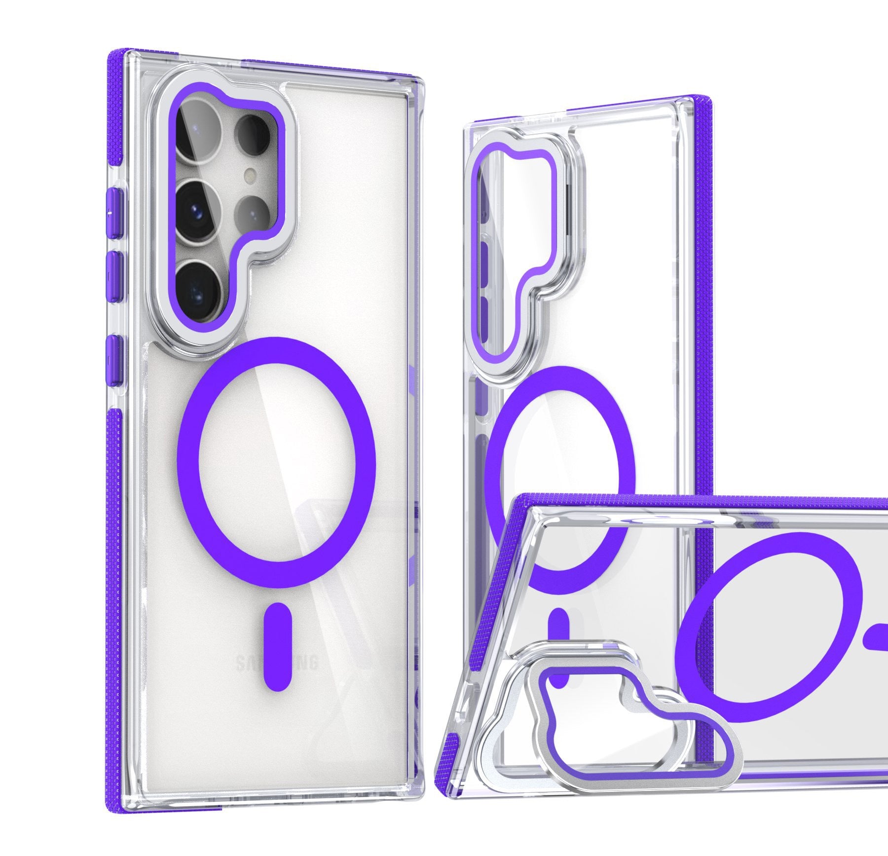 Magnetic Samsung Case S23-S25 Series | Shockproof Transparent Cover | Purple