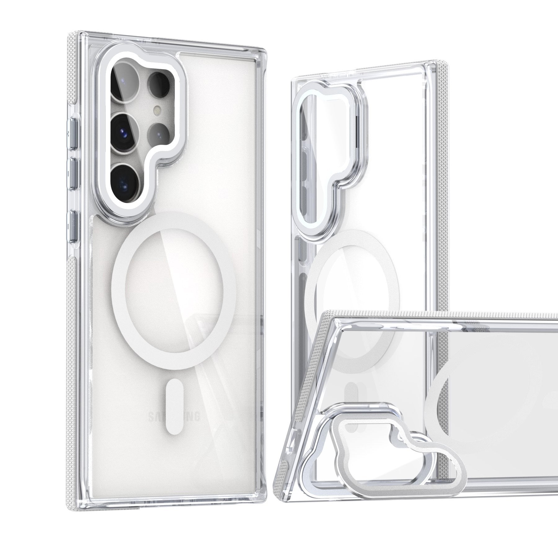 Magnetic Samsung Case S23-S25 Series | Shockproof Transparent Cover | White