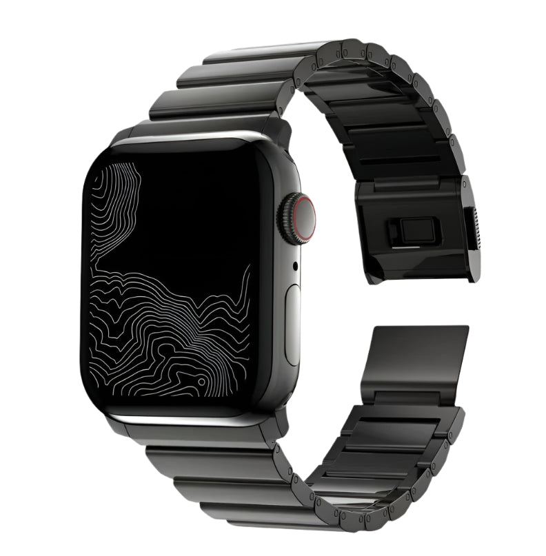 Magnetic Stainless Steel Apple Watch Strap |Premium Aluminum | Black