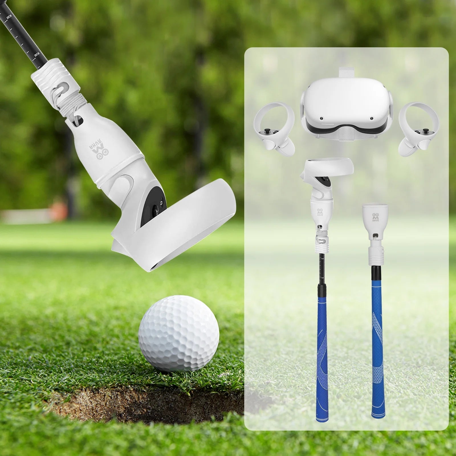 Telescoping VR Golf Club Attachment for Meta Quest 2 (17-24 inches adjustable length)