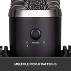 Blue Yeti Nano with cardioid and omnidirectional polar patterns, designed for gaming, streaming, and podcasting.