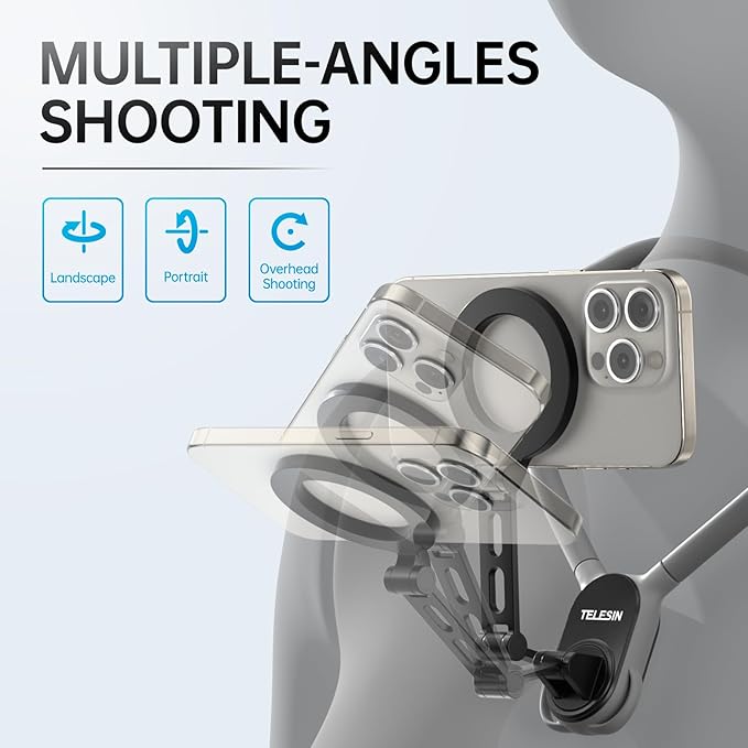 Multiple Angles Shooting TELESIN MAX Magnetic Neck Mount for Phones - Hands Free POV/Vlog Holder - BeezSpeed