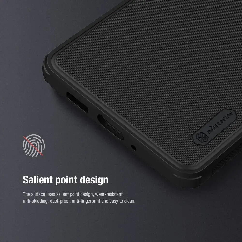 Nillkin Frosted Shield Pro Case for iPhone 14 Series – Matte Hard Back, Soft TPU Edge | Black Salient Point Design 