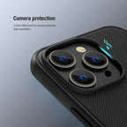 Nillkin Frosted Shield Pro Case for iPhone 14 Series – Matte Hard Back, Soft TPU Edge | Black Camera Protection