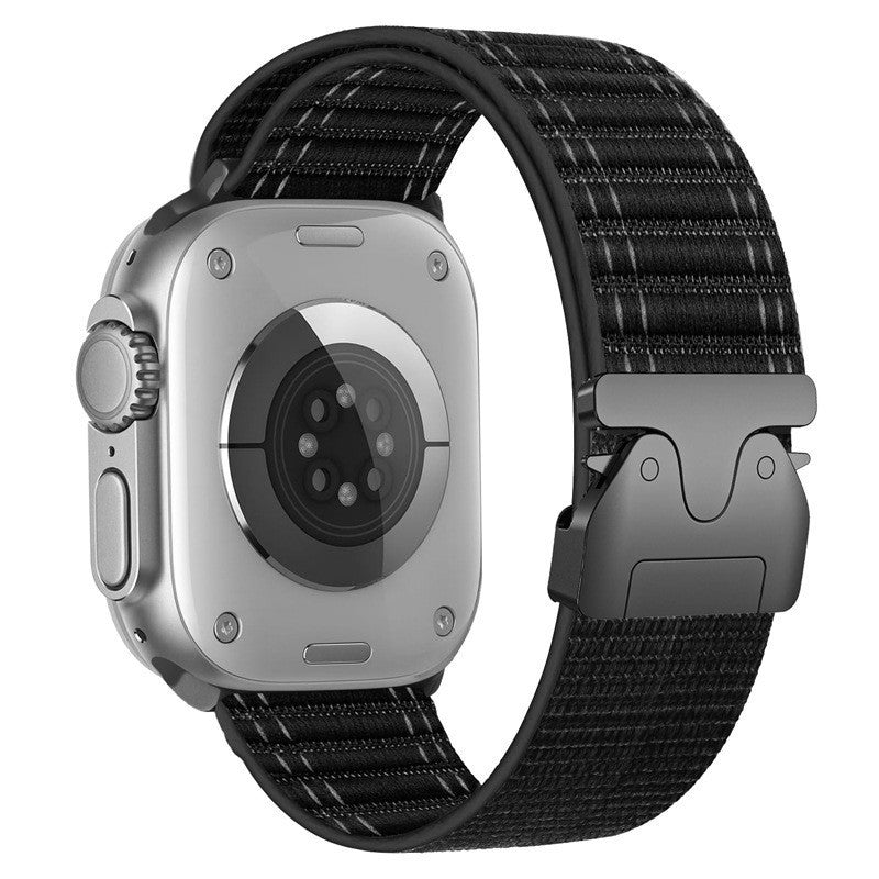Nylon Parachute Buckle Sport Strap Apple Watch Series 1–10 Twill Loop | Black