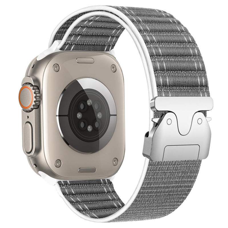 Nylon Parachute Buckle Sport Strap Apple Watch Series 1–10 Twill Loop | Gray