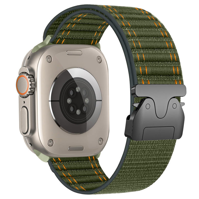 Nylon Parachute Buckle Sport Strap Apple Watch Series 1–10 Twill Loop | Green