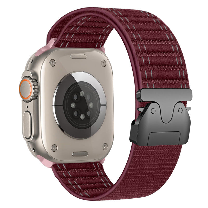 Nylon Parachute Buckle Sport Strap Apple Watch Series 1–10 Twill Loop | Red