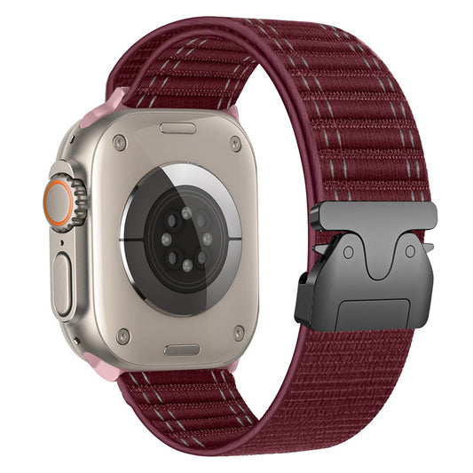 Nylon Parachute Buckle Sport Strap Apple Watch Series 1–10 Twill Loop | Red