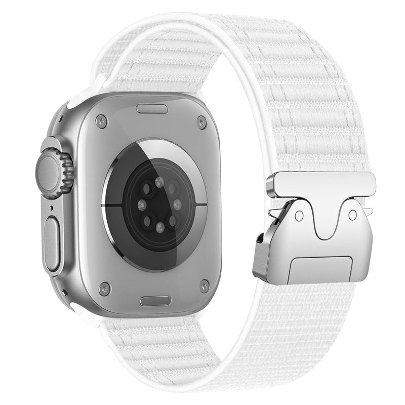 Nylon Parachute Buckle Sport Strap Apple Watch Series 1–10 Twill Loop | White